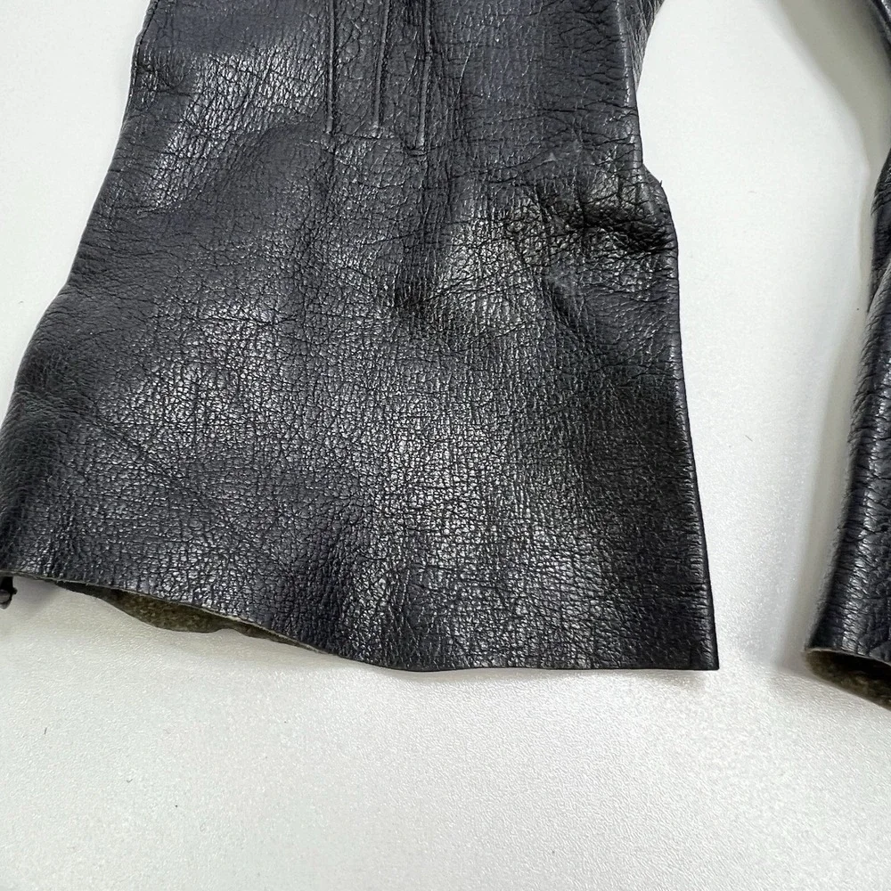 Vintage Black Leather‎ Gauntlet Work Gloves Motorcycle Riding Utility